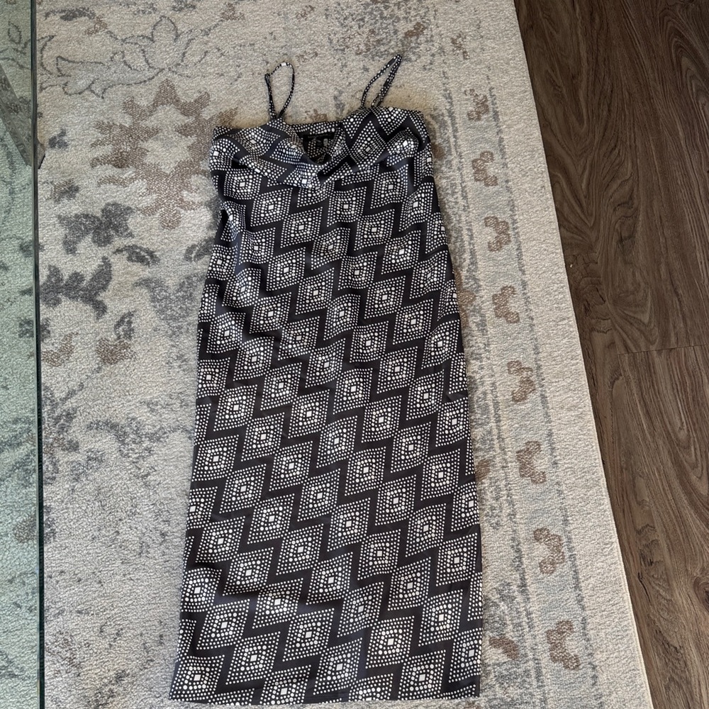 Banana Republic Black and White Geometric Midi Dress